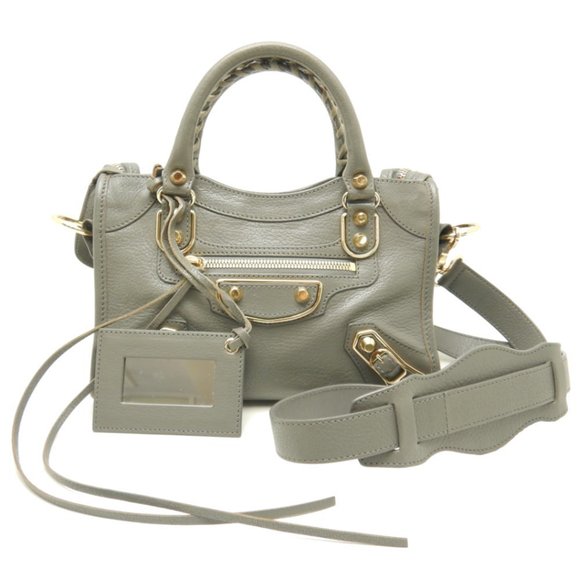 Balenciaga Mini City Bag Shoulder Bag Leather Gray - Picture 1 of 9